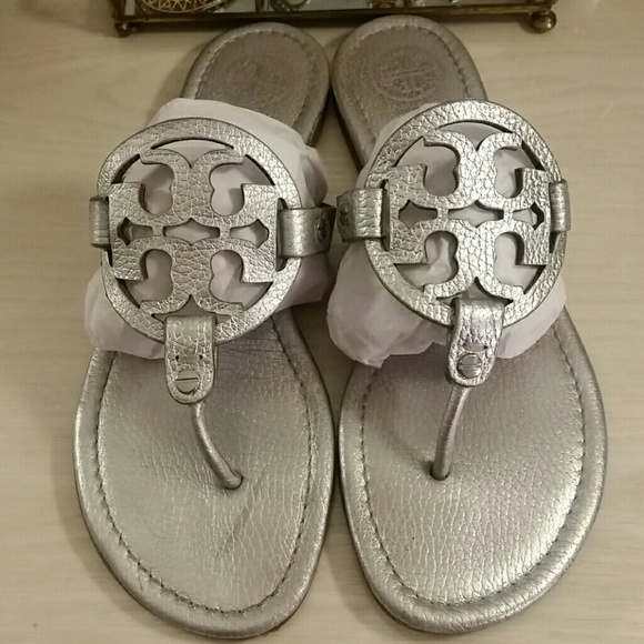 silver tory burch sandals